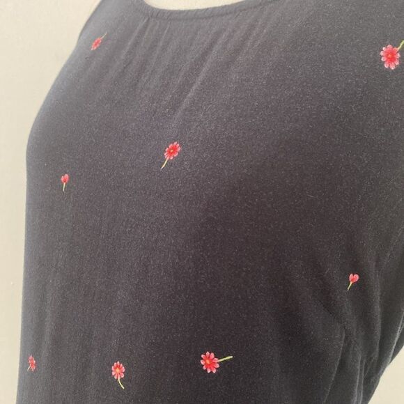 Vintage Navy Blue Floral 90's Tie Back Midi Dress Size Small/ Medium - Picture 7 of 14